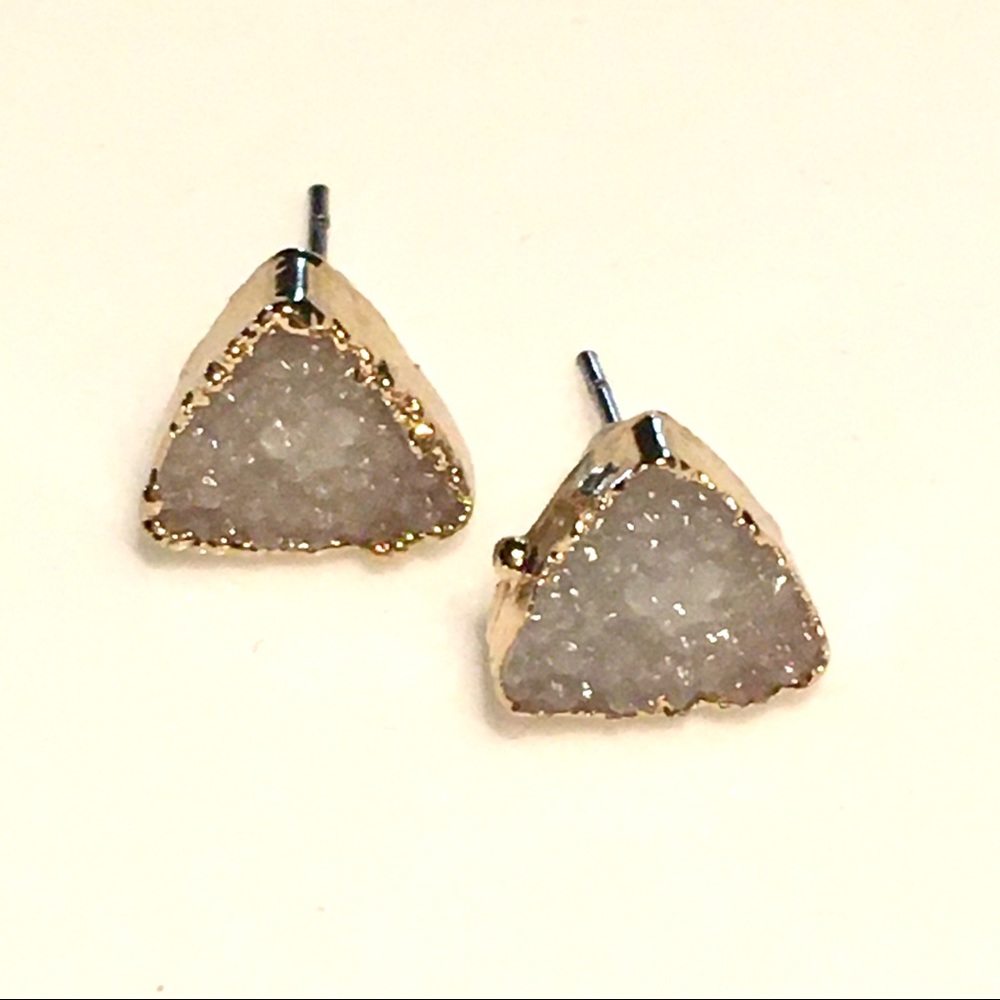Anthropologie Natural Quartz geometric earrings - Picture 2 of 3